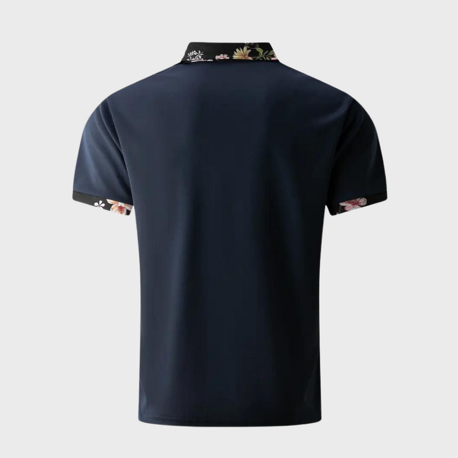 Elegantes Kurzarm-Poloshirt mit floralem Akzent für Herren