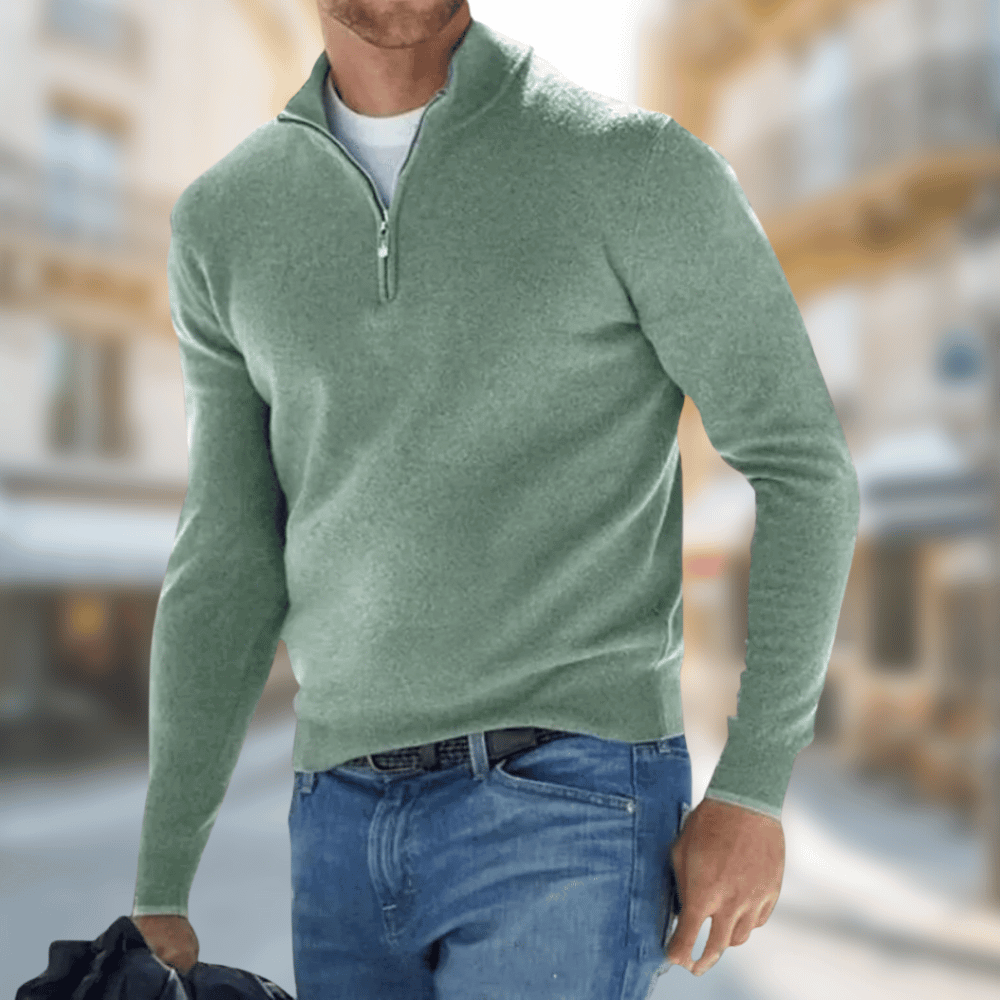 Weiches Strickhemd Pullover mit Reißverschluss