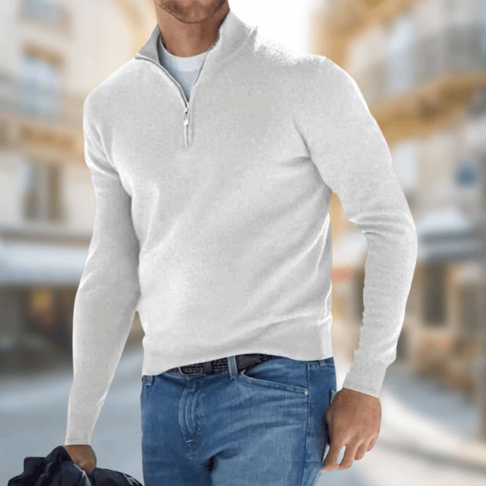 Weiches Strickhemd Pullover mit Reißverschluss