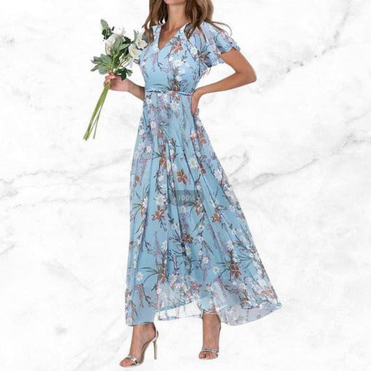 Elegantes Damen Vintage Blumenkleid aus Baumwolle für Frühling und Sommer