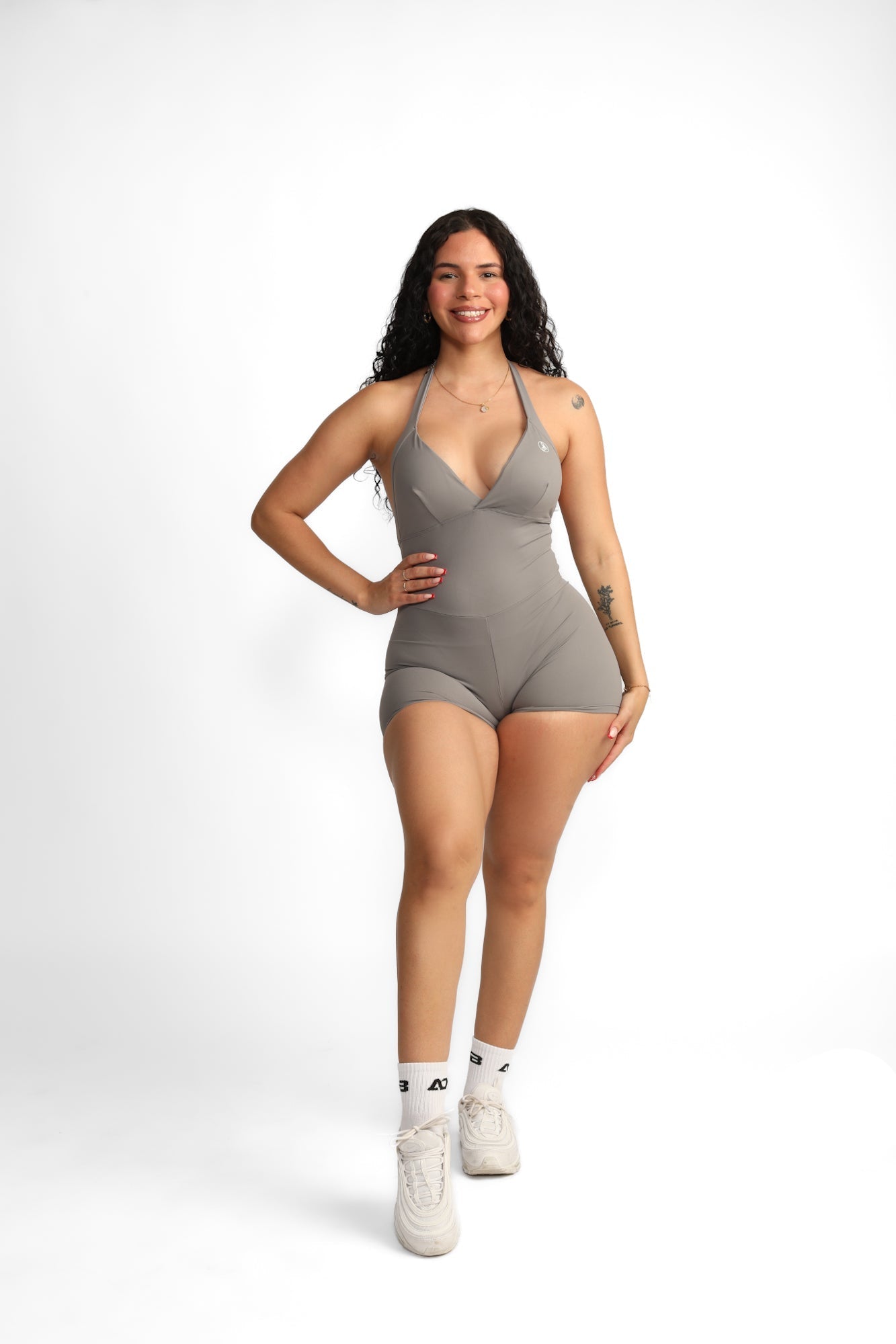 Nahtloser figurbetonter Rückenfreier Jumpsuit für Damen