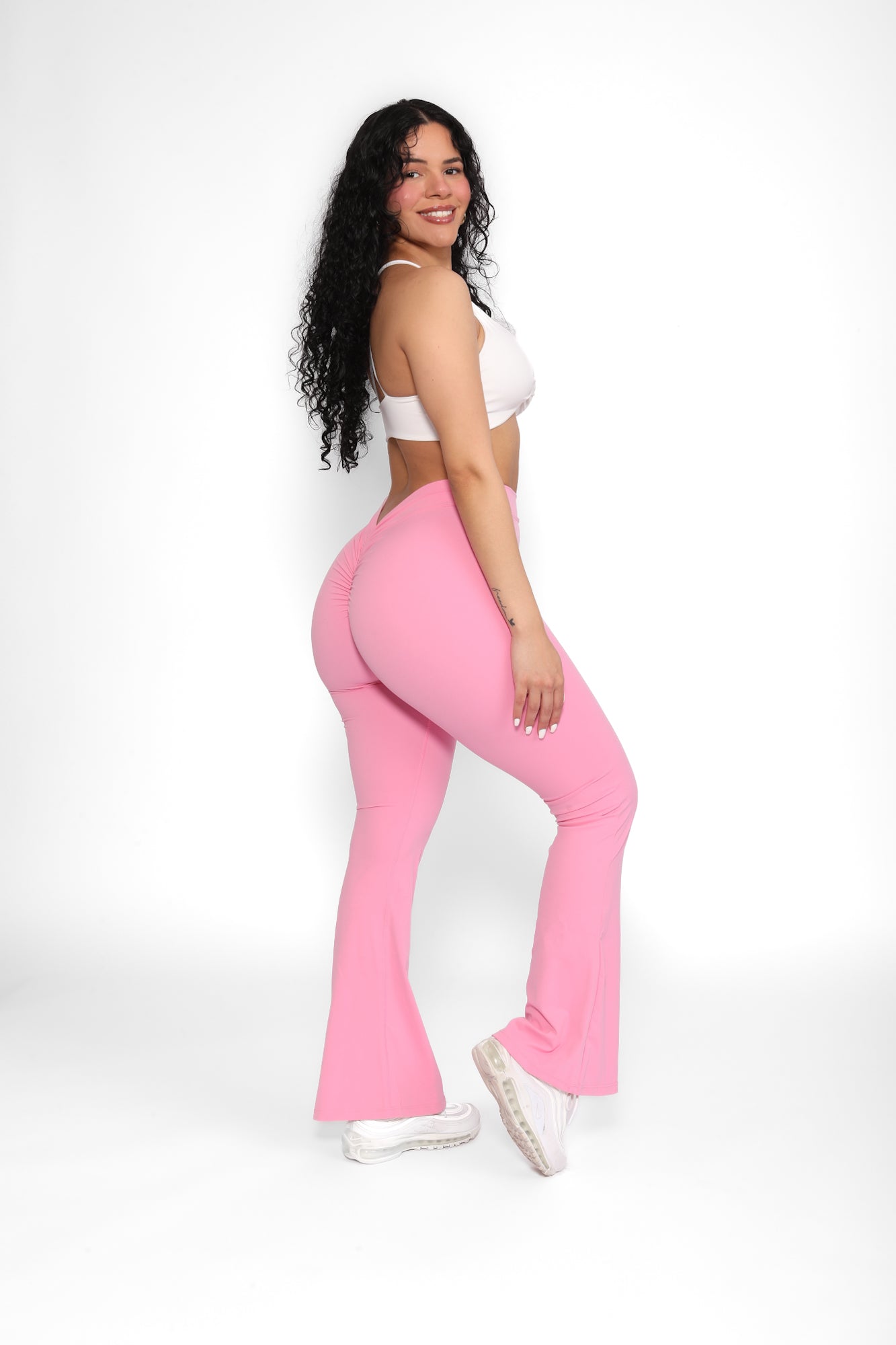 Sportliche nahtlose Leggings mit weitem Bein für Damen