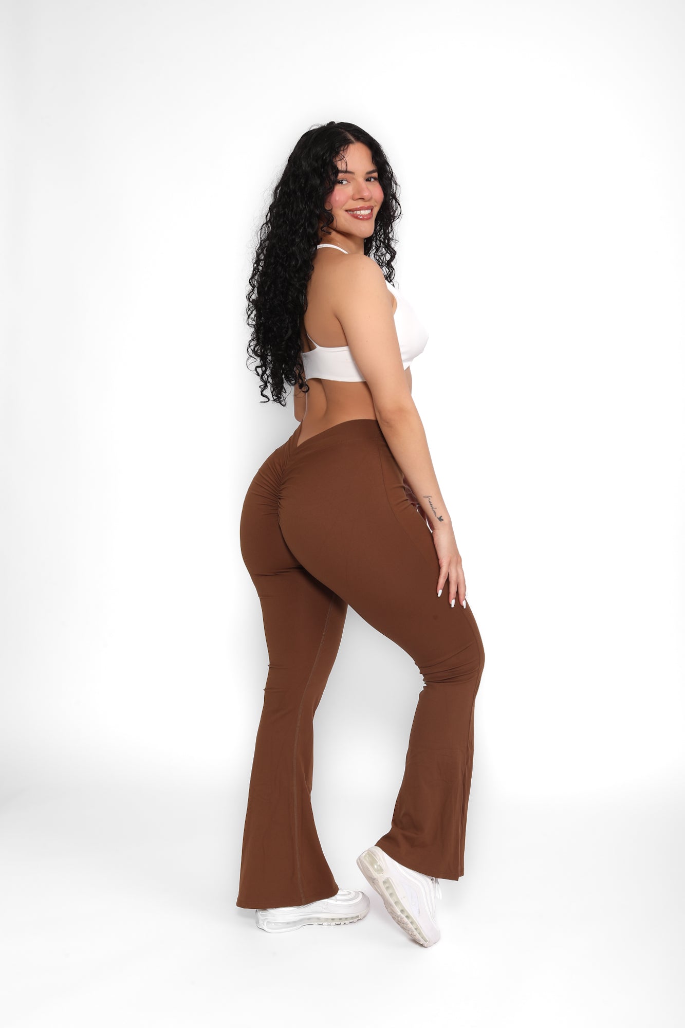 Sportliche nahtlose Leggings mit weitem Bein für Damen