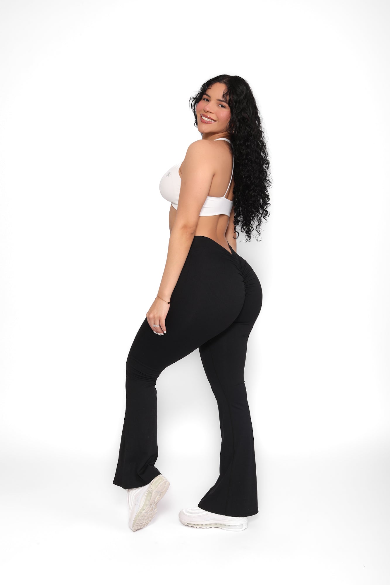 Sportliche nahtlose Leggings mit weitem Bein für Damen