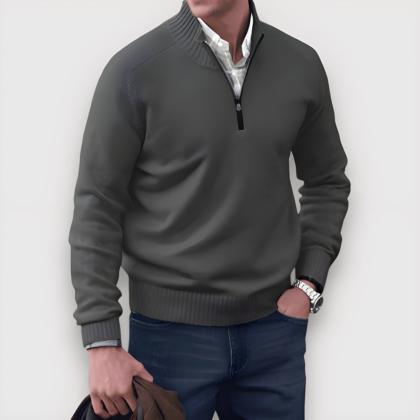 Eleganter Herren Pullover mit Reißverschluss