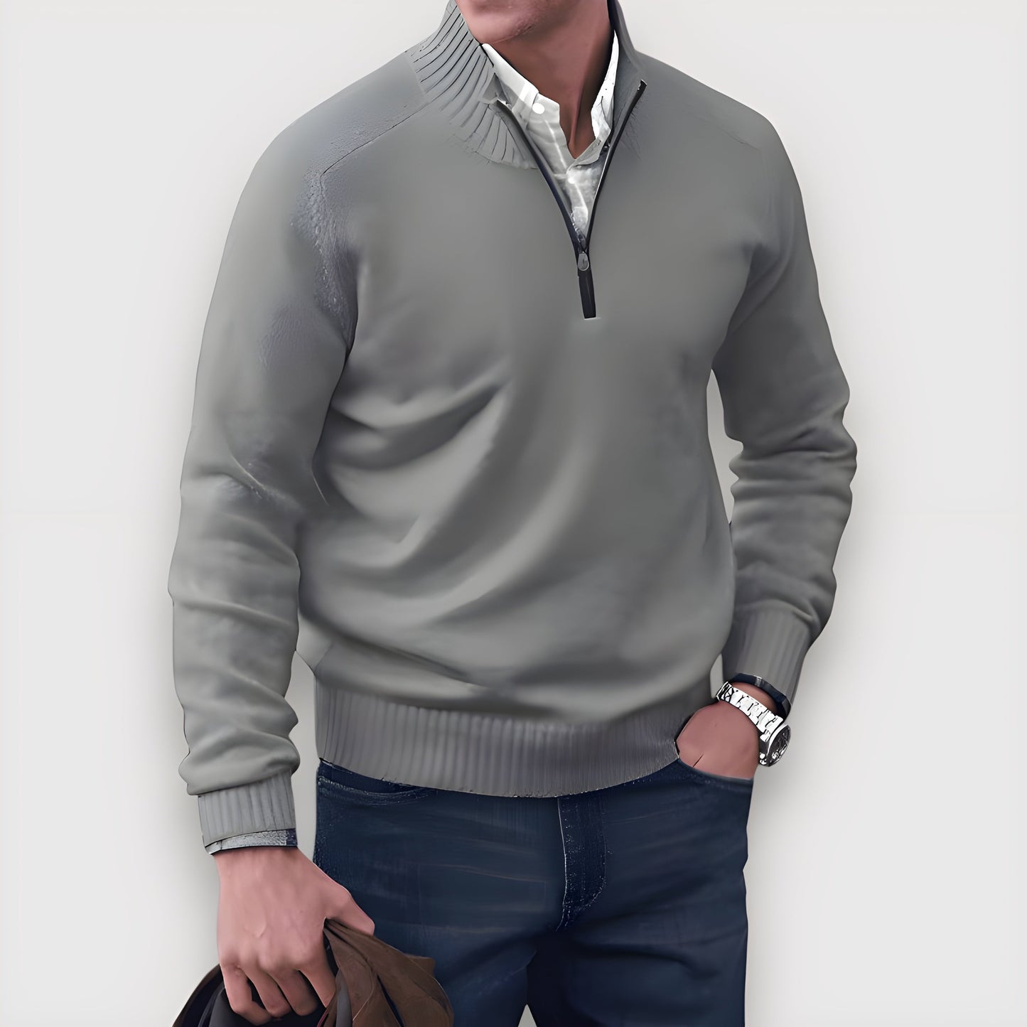 Eleganter Herren Pullover mit Reißverschluss