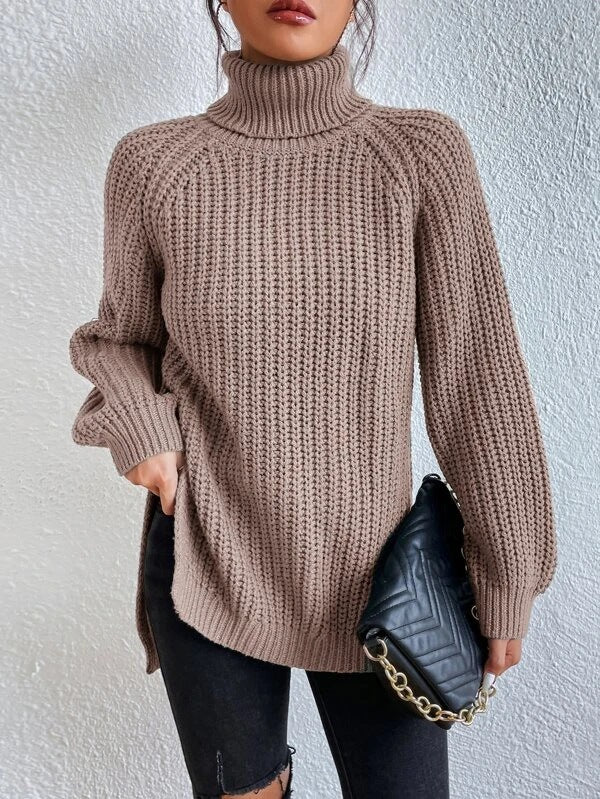 Warmer Rollkragen-Strickpullover für Damen