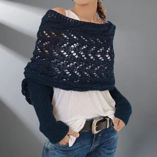 Eleganter Strickponcho mit Ärmeln für Damen