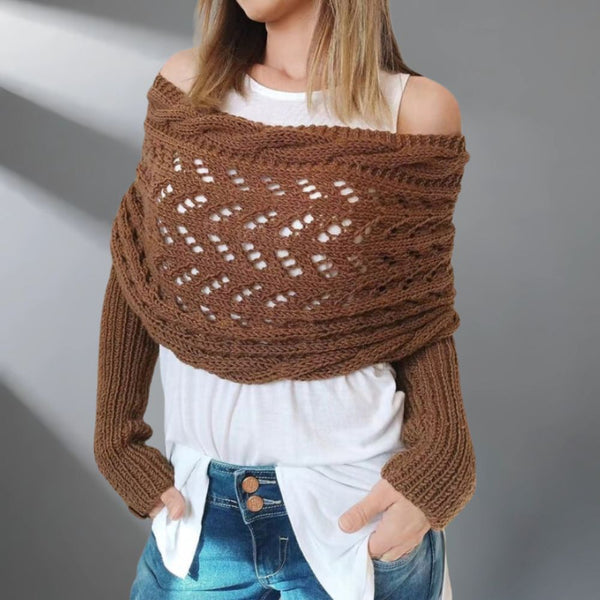 Eleganter Strickponcho mit Ärmeln für Damen