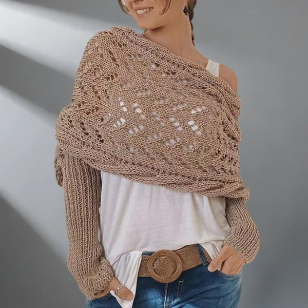 Eleganter Strickponcho mit Ärmeln für Damen