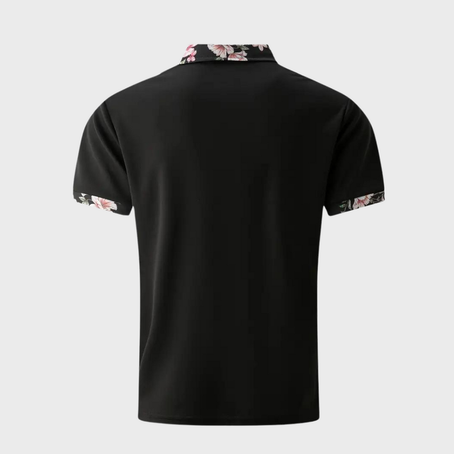 Elegantes Kurzarm-Poloshirt mit floralem Akzent für Herren