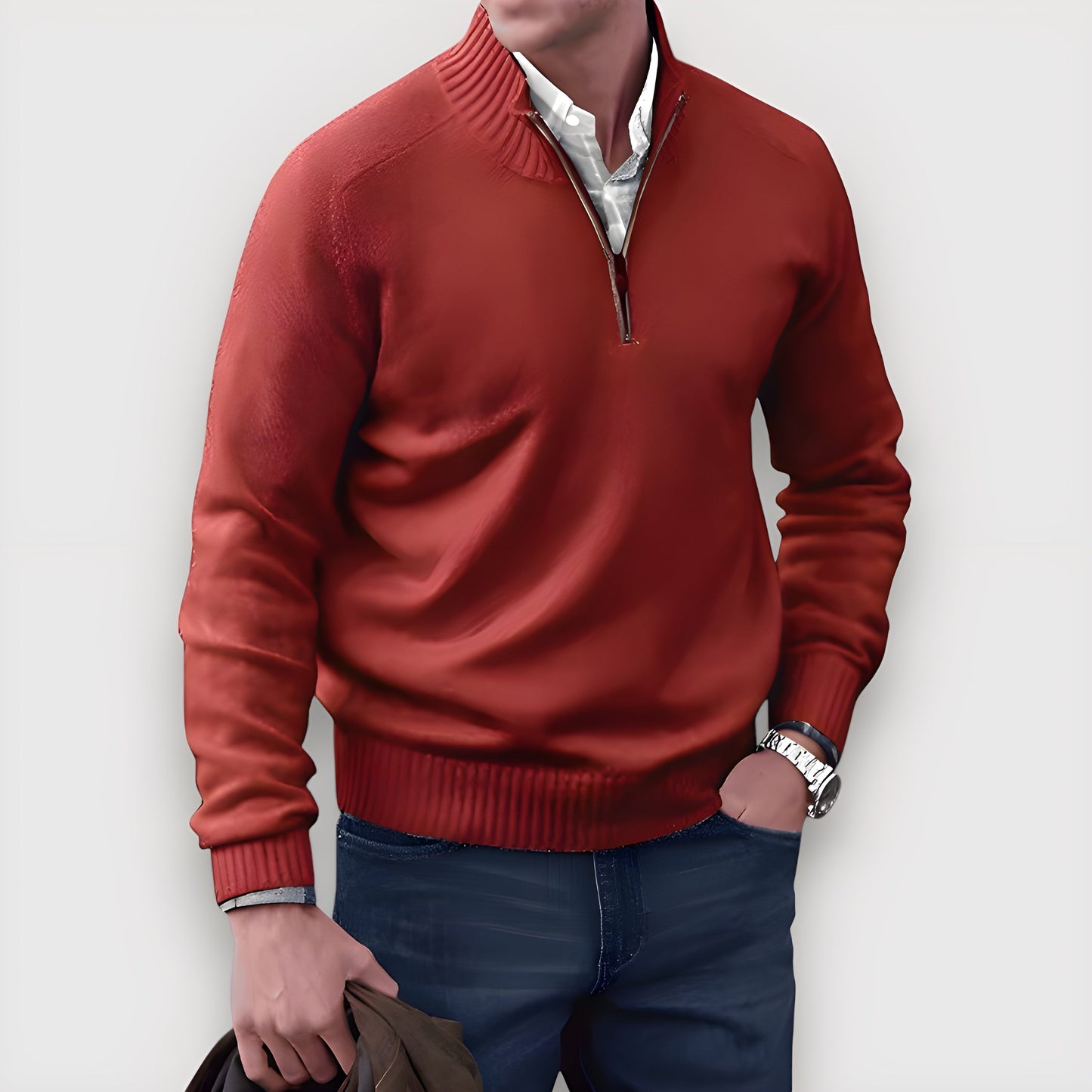 Eleganter Herren Pullover mit Reißverschluss