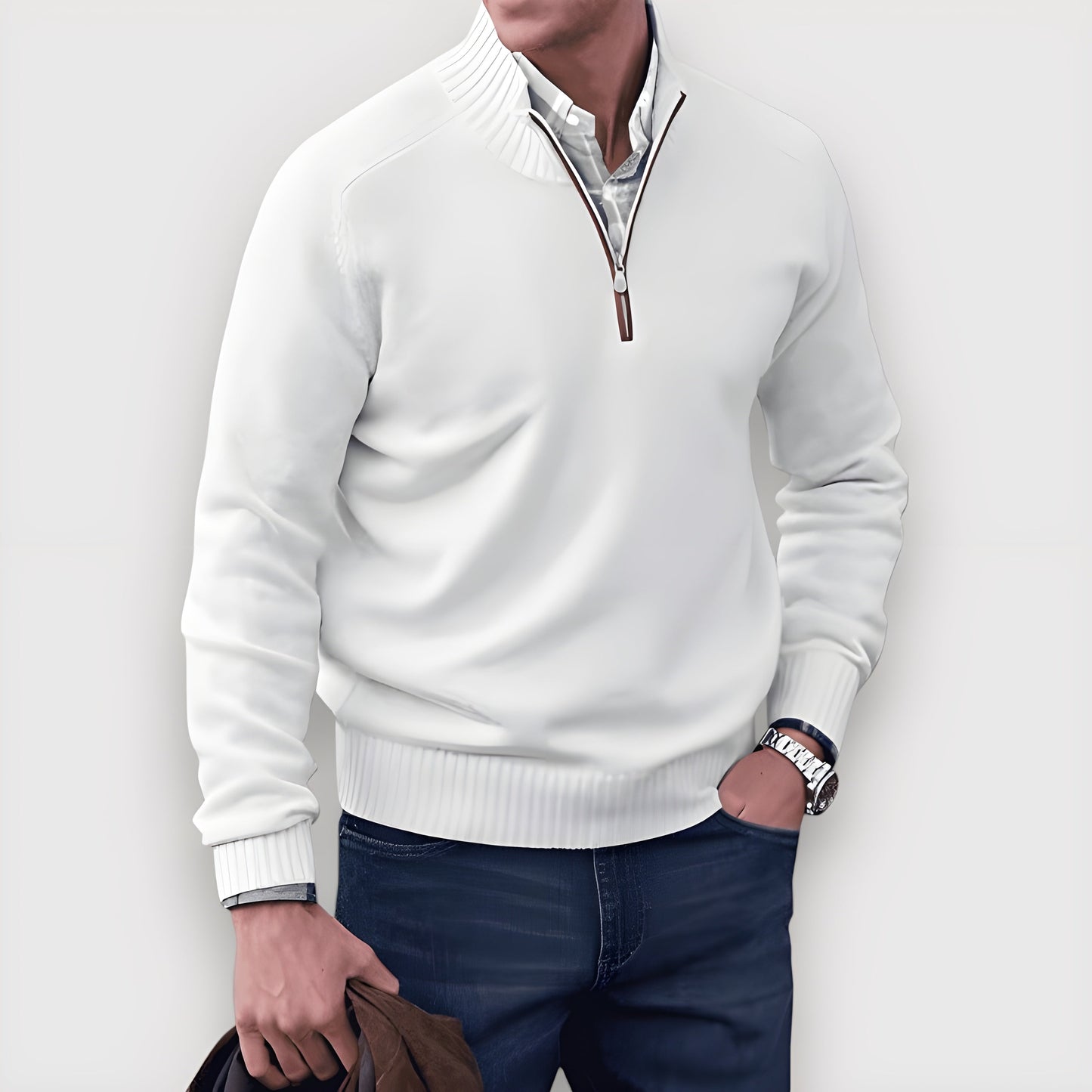 Eleganter Herren Pullover mit Reißverschluss