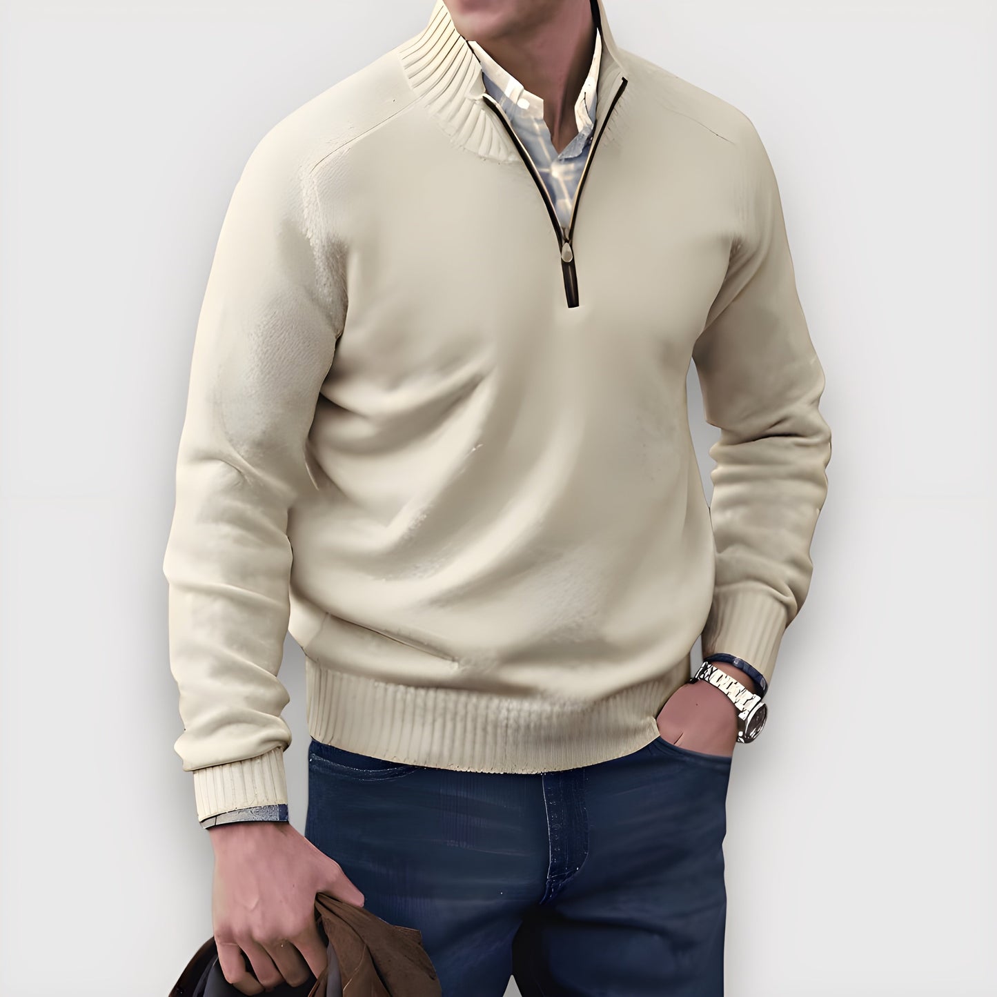 Eleganter Herren Pullover mit Reißverschluss