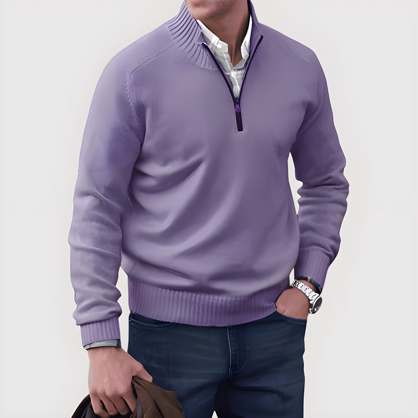 Eleganter Herren Pullover mit Reißverschluss