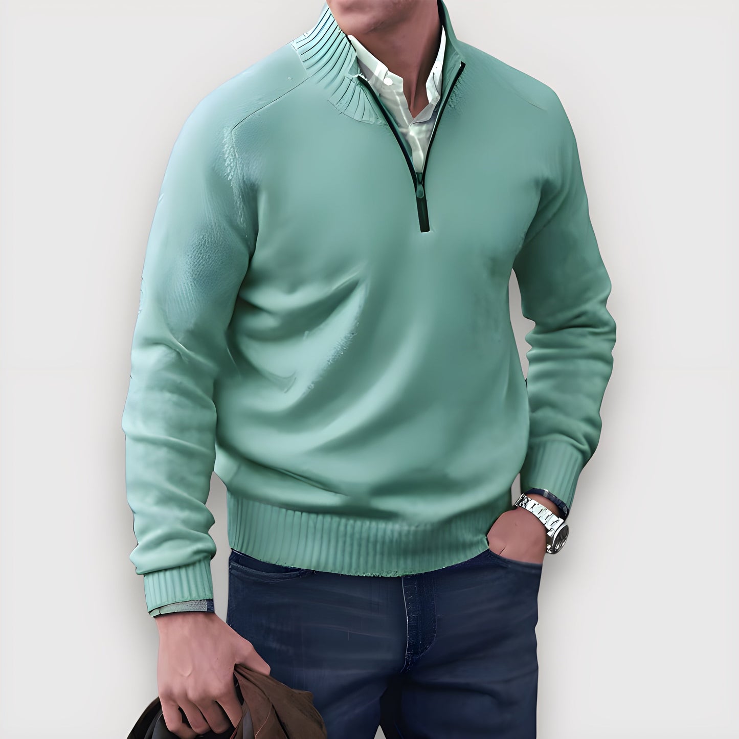 Eleganter Herren Pullover mit Reißverschluss