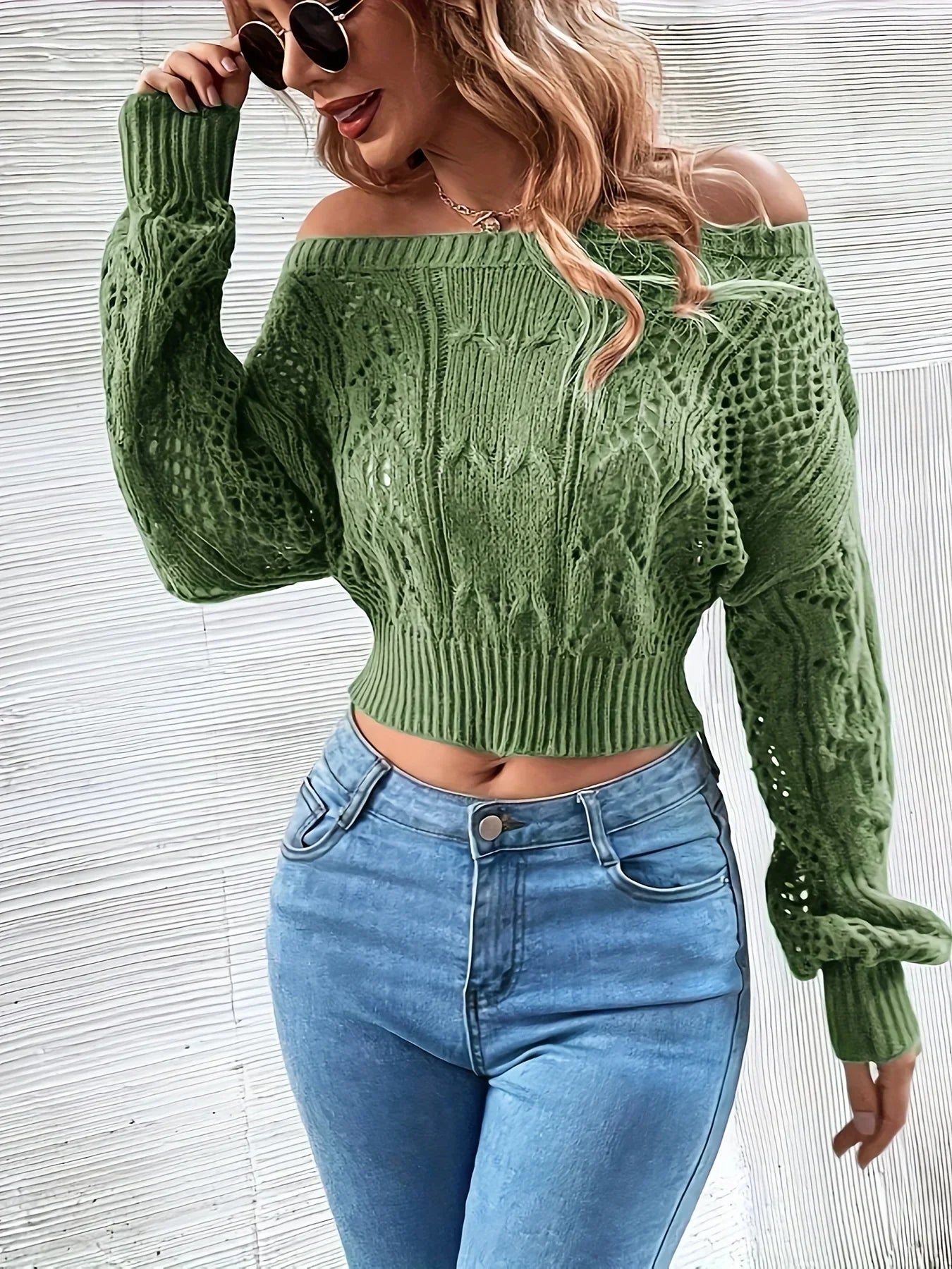 Stylischer Off-Shoulder Strickpullover für Damen