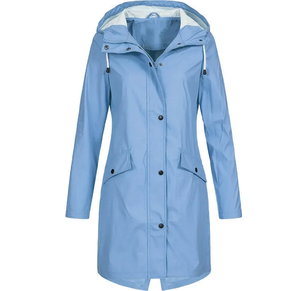 Lange Windbreaker-Regenjacke für Damen