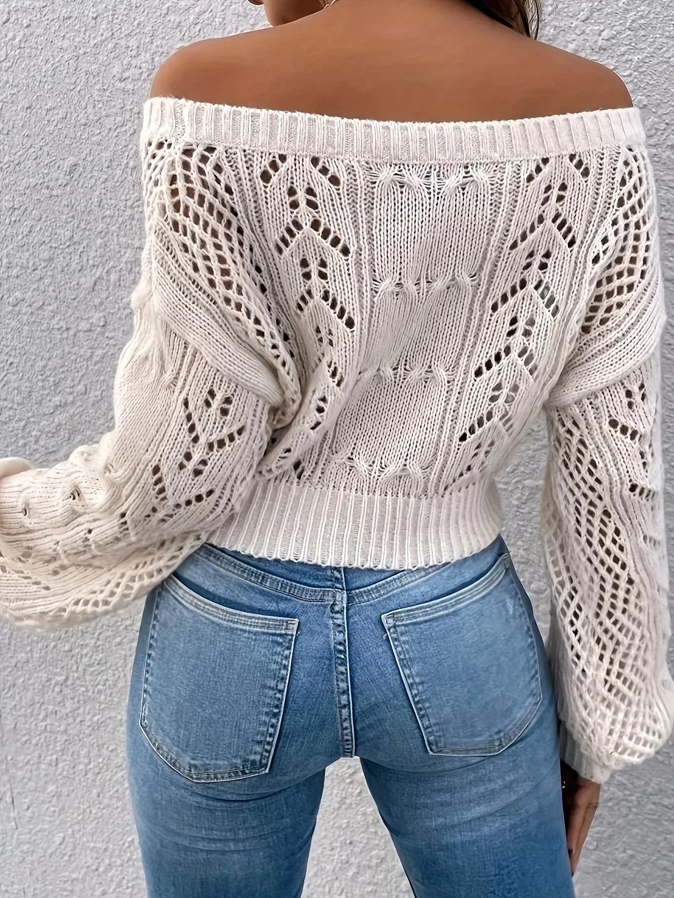 Stylischer Off-Shoulder Strickpullover für Damen