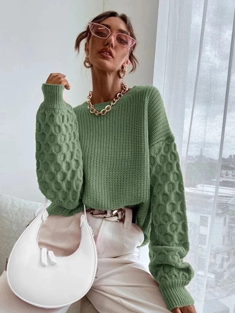 Eleganter Damen-Strickpullover mit langen Ärmeln