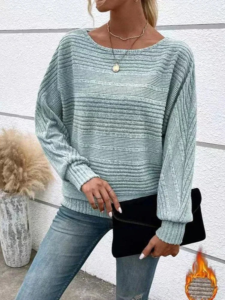 Bequemer Strickpullover mit Streifen und lockerer Passform für Damen