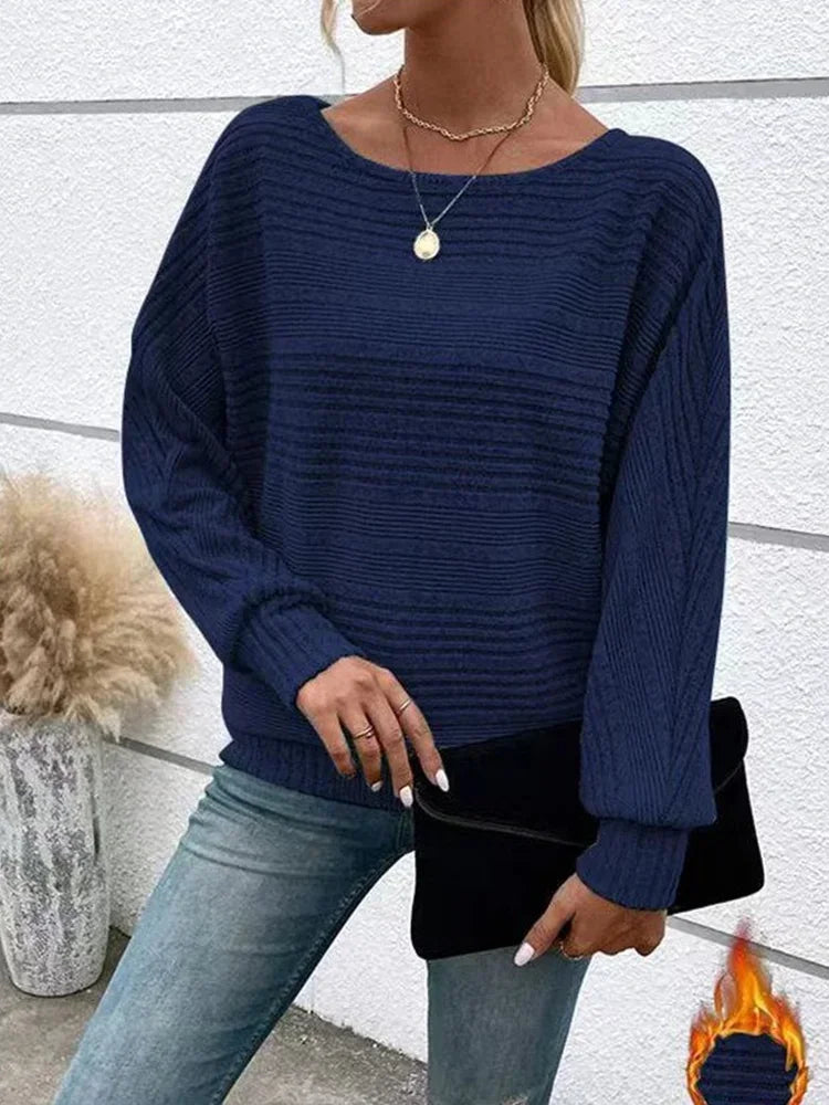 Bequemer Strickpullover mit Streifen und lockerer Passform für Damen