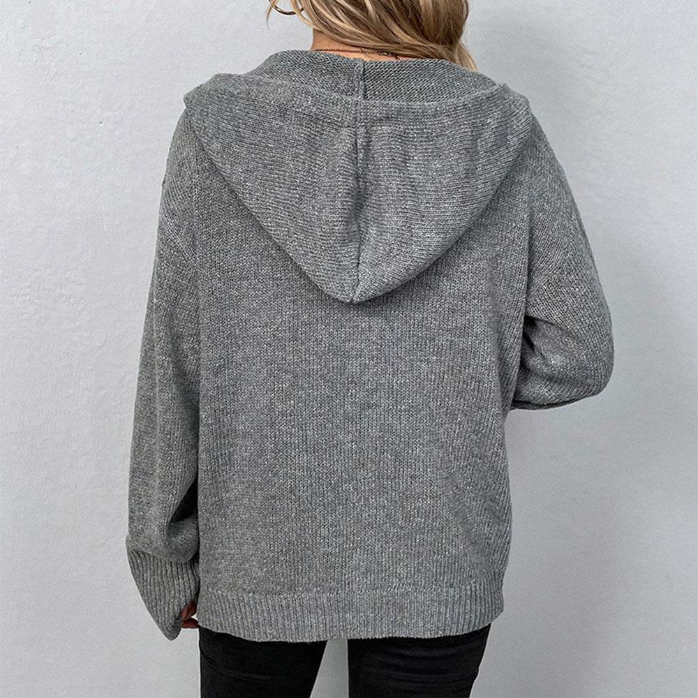 Stylischer langer Cardigan mit Kapuze für Damen