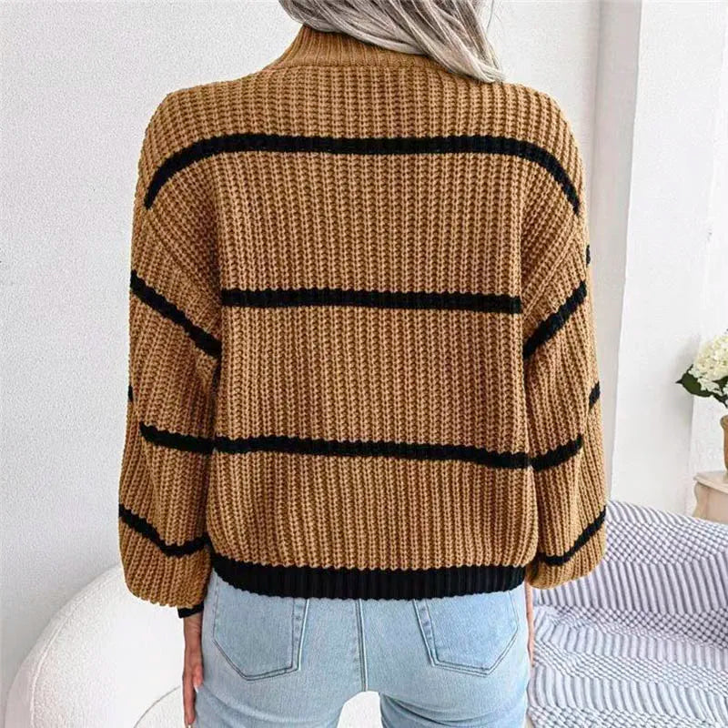 Gemütlicher Strickpullover mit hohem Kragen für Damen