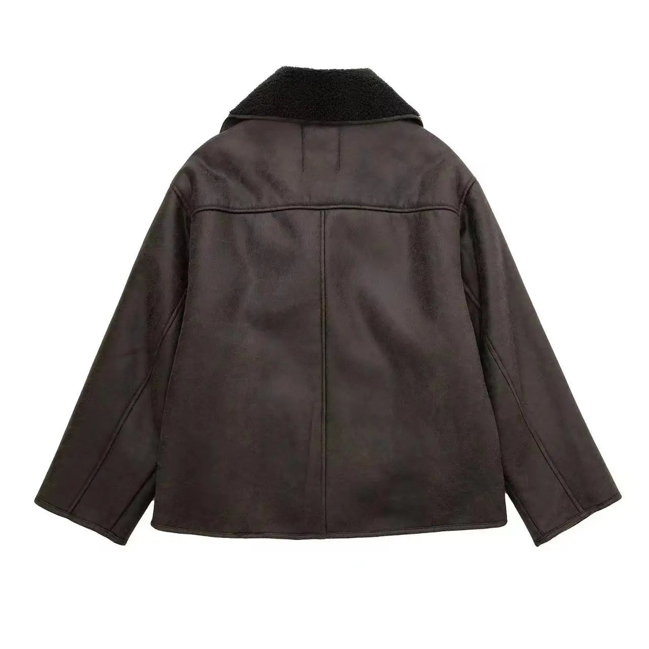 Flauschige Lederjacke mit Fell für Damen