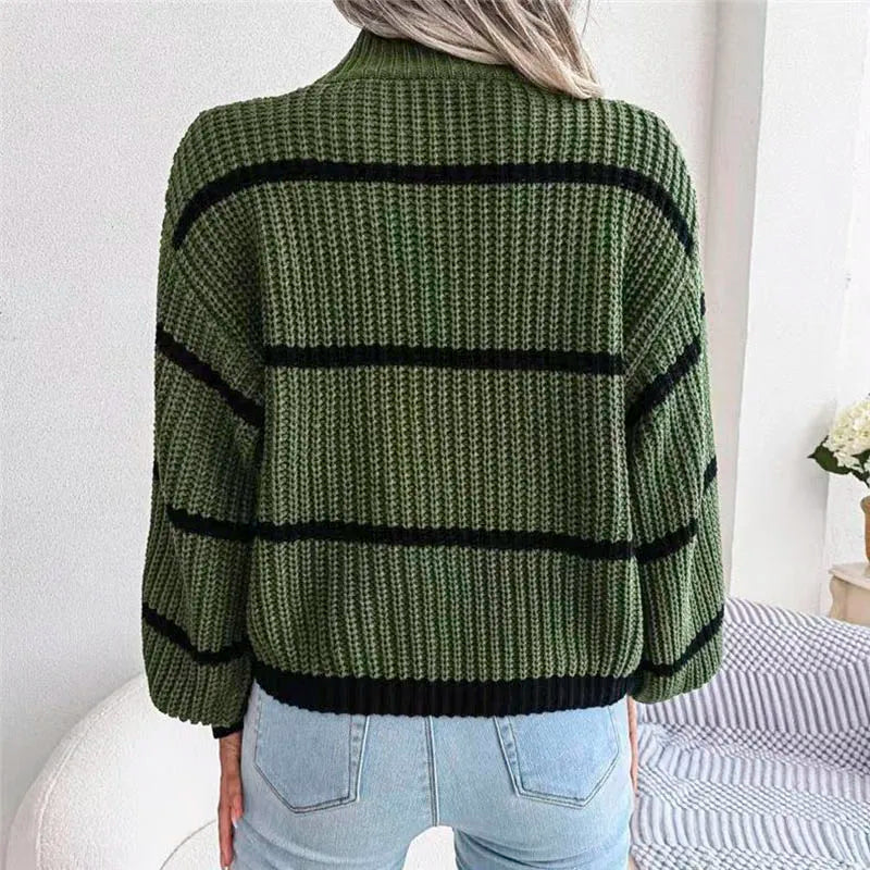 Gemütlicher Strickpullover mit hohem Kragen für Damen