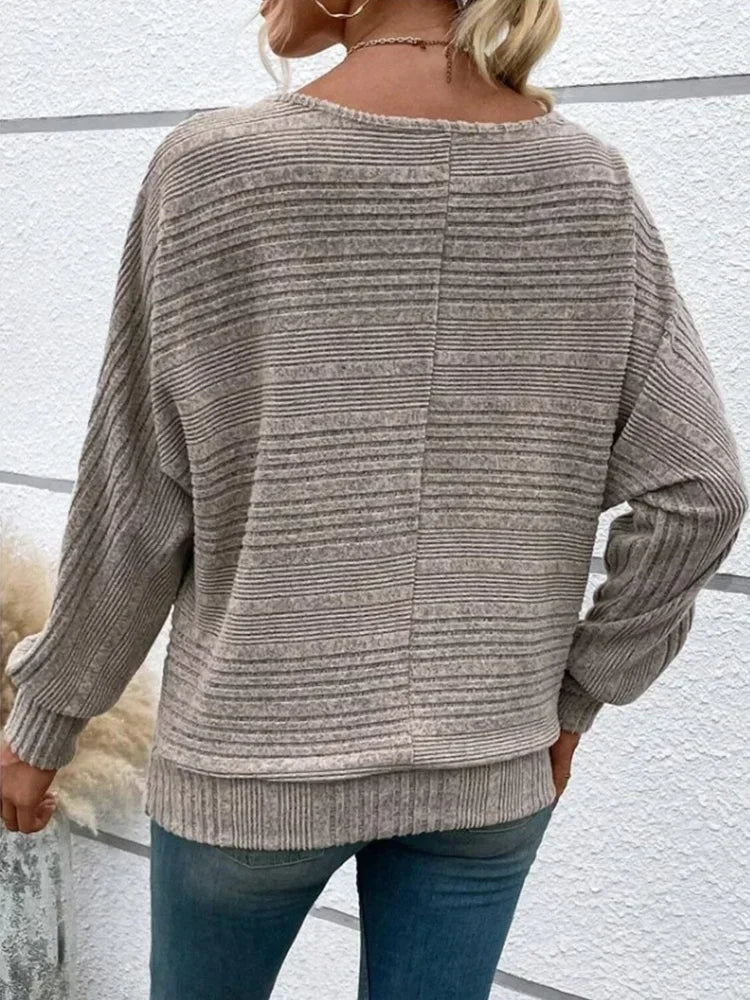 Bequemer Strickpullover mit Streifen und lockerer Passform für Damen