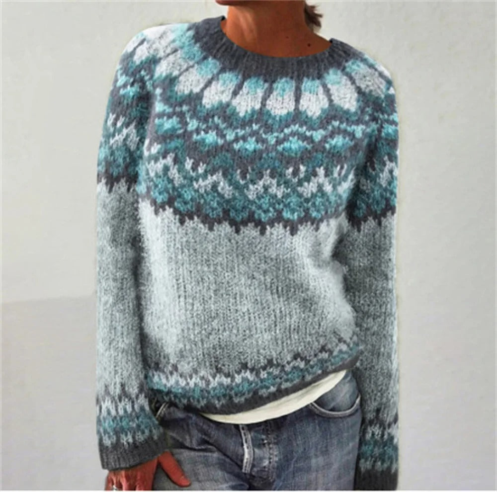 Gemusterter Strickpullover für Damen