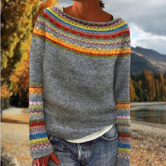 Gemusterter Strickpullover für Damen