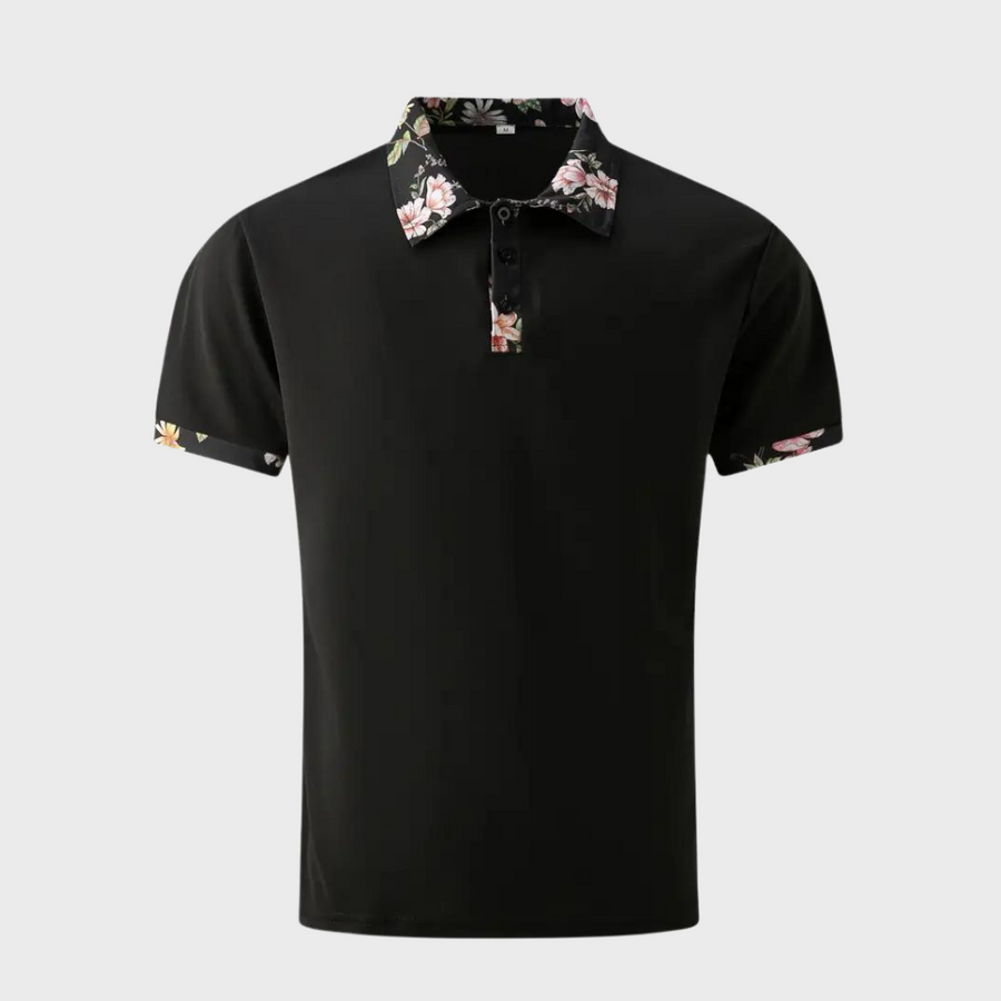 Elegantes Kurzarm-Poloshirt mit floralem Akzent für Herren