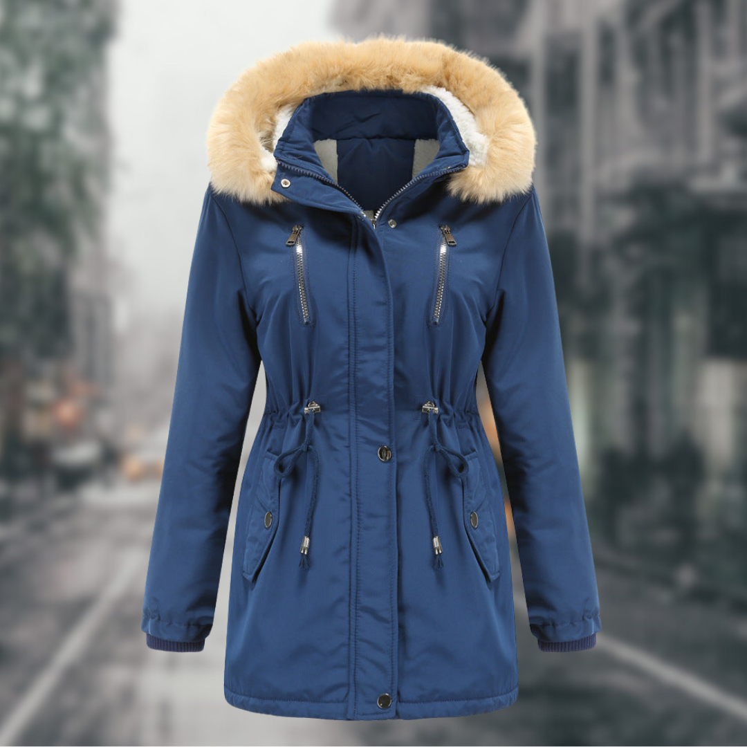 Elegante Damen-Winterjacke mit Pelzbesatz | Sarah