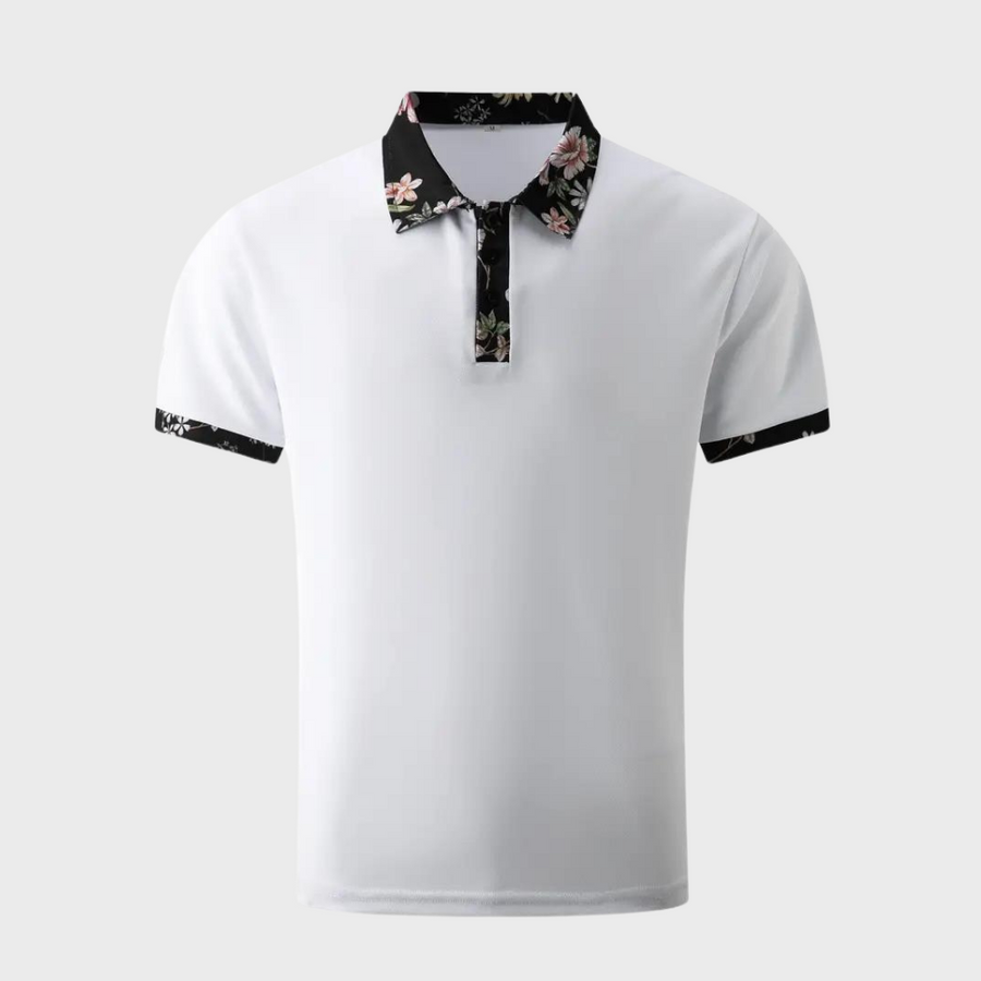 Elegantes Kurzarm-Poloshirt mit floralem Akzent für Herren