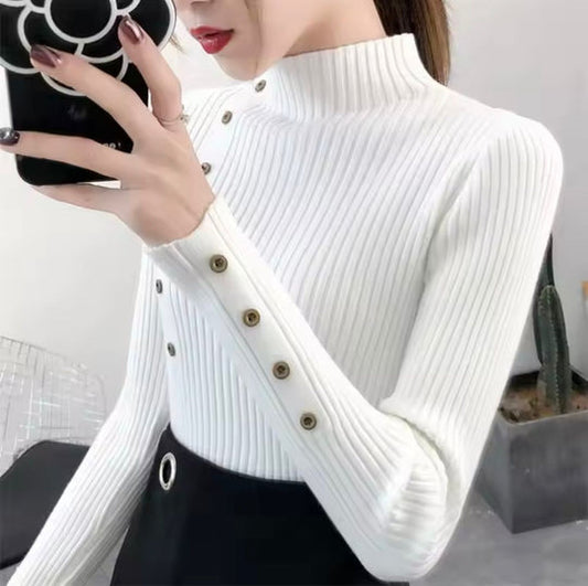 Slim-Fit Rollkragen-Strickpullover für Damen