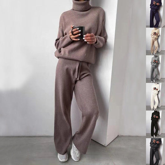 2-teiliges Strick-Set mit Turtleneck und Straight Pants für Damen | Alodia