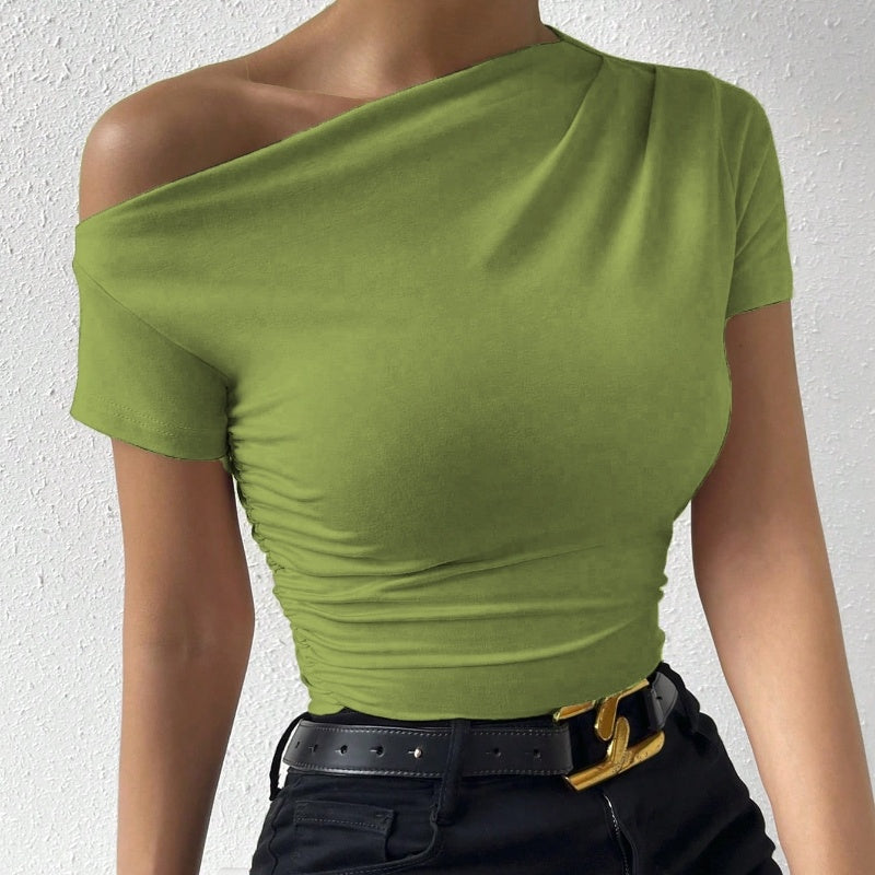 Elegantes Damen Top mit Raffiniertem Plissee und Asymmetrischem Design