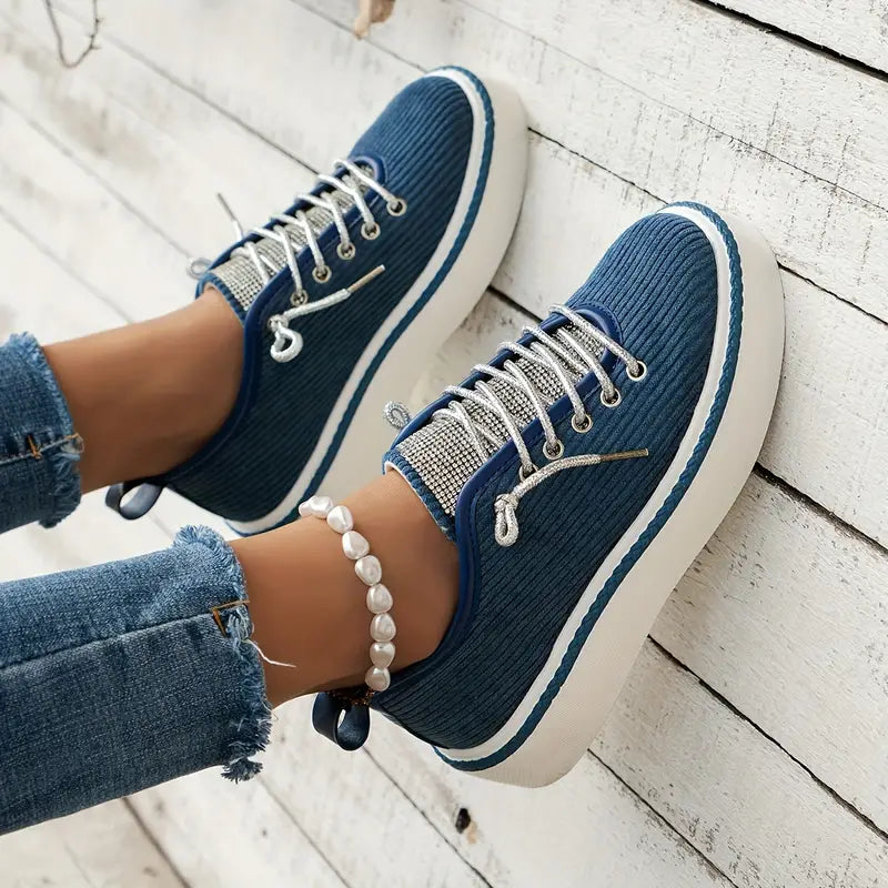 Rutschfeste Sneakers mit Strasssteinen für Damen