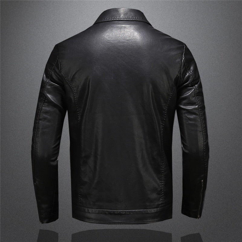 Schwarze Bikerlederjacke für Herren