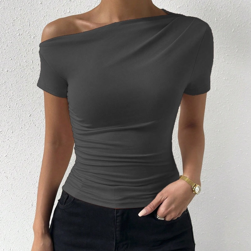 Elegantes Damen Top mit Raffiniertem Plissee und Asymmetrischem Design