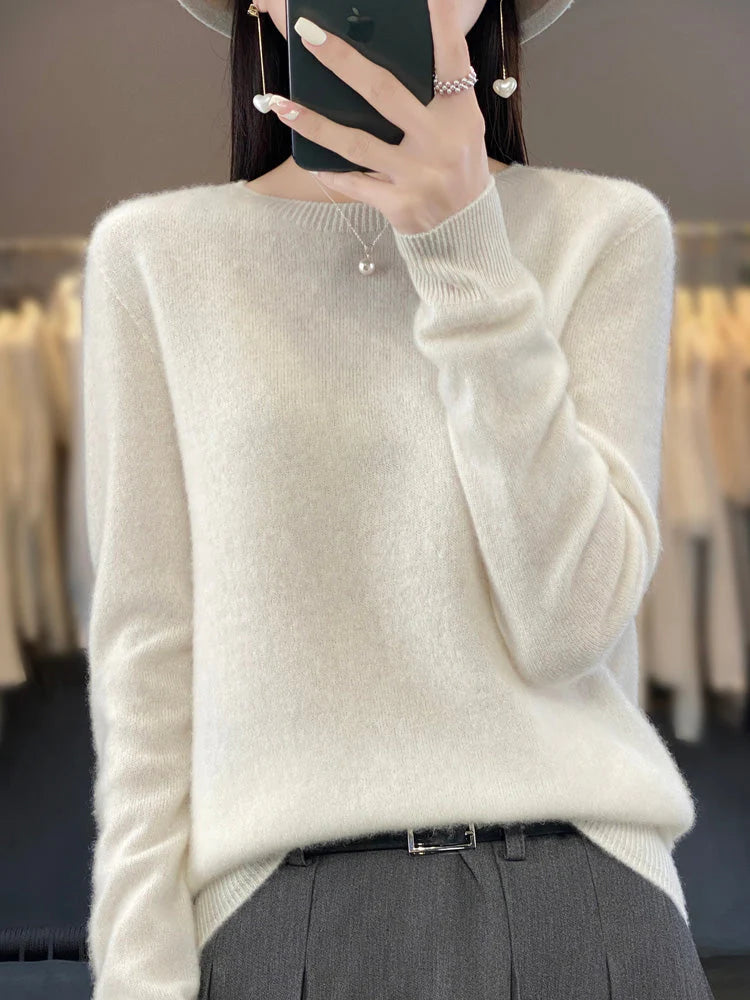 Warmer Strickpullover aus Wolle für Damen