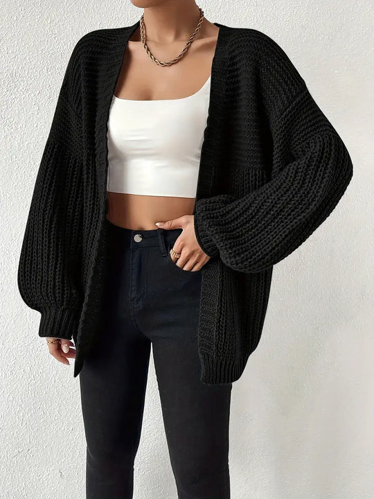 Bequemer Oversized Grobstrick-Cardigan für Damen