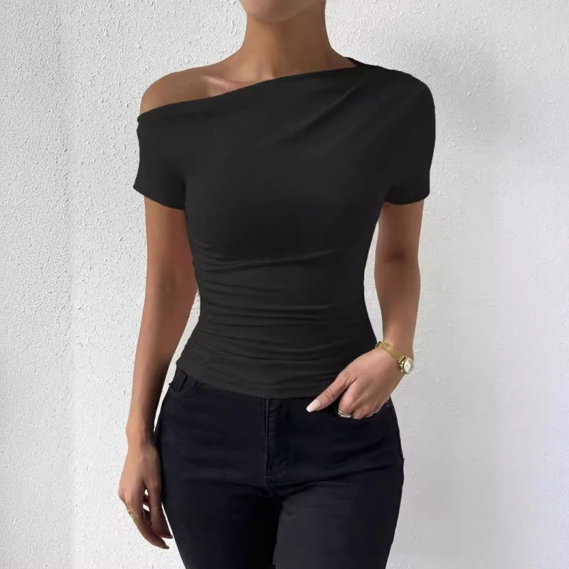 Elegantes Damen Top mit Raffiniertem Plissee und Asymmetrischem Design