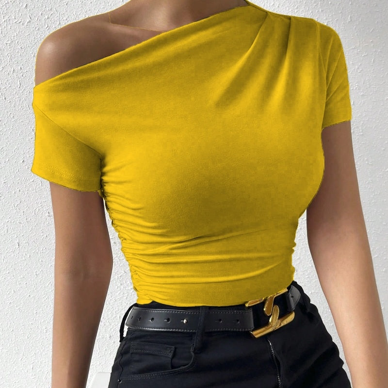 Elegantes Damen Top mit Raffiniertem Plissee und Asymmetrischem Design