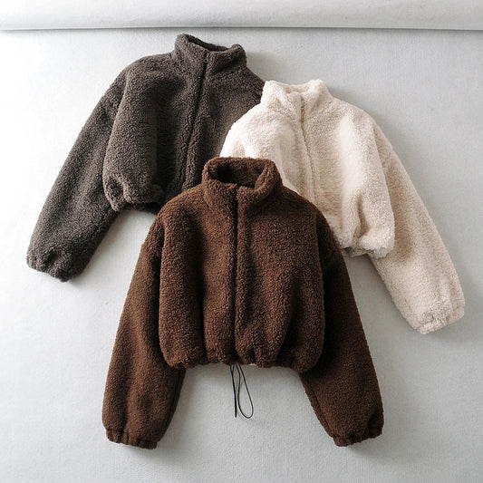 Cropped Teddy-Fleece Jacke | Sara