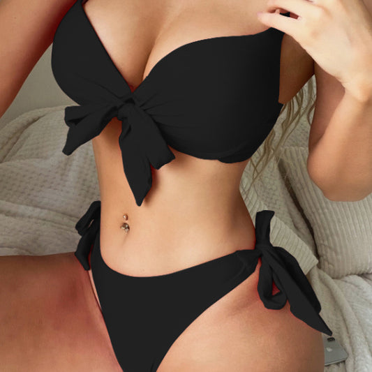 Eleganter Damen Bikini mit Rückenausschnitt und Verstellbarer Knoten