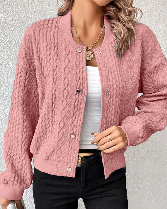 Gemütliche Kurze langärmelige Strickjacke  für Damen