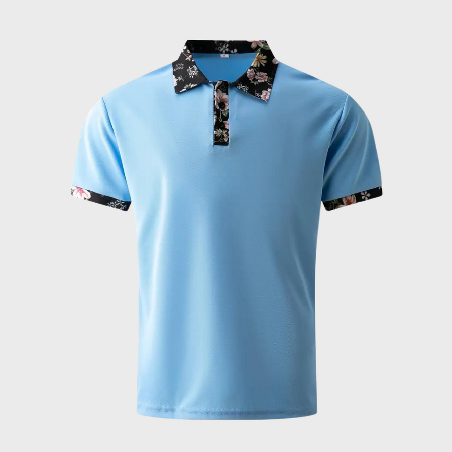 Elegantes Kurzarm-Poloshirt mit floralem Akzent für Herren